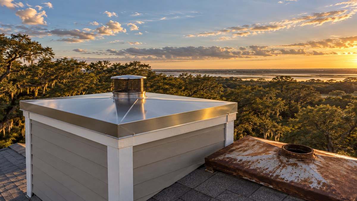 A chimney on a Texas home