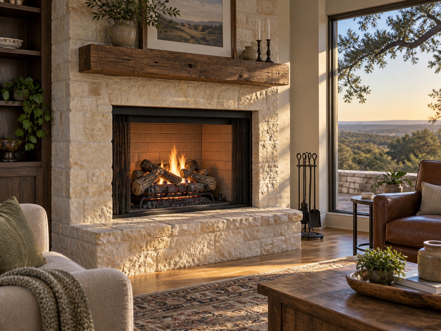 Gas log set serviced and reset in Texas
